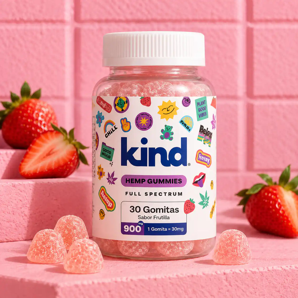 Kind Hemp Gummies Frutilla 🍓 — 900mg Full Spectrum